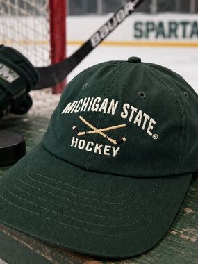 Vintage Michigan State Hockey Snapback Hat USA Green NCAA Cap